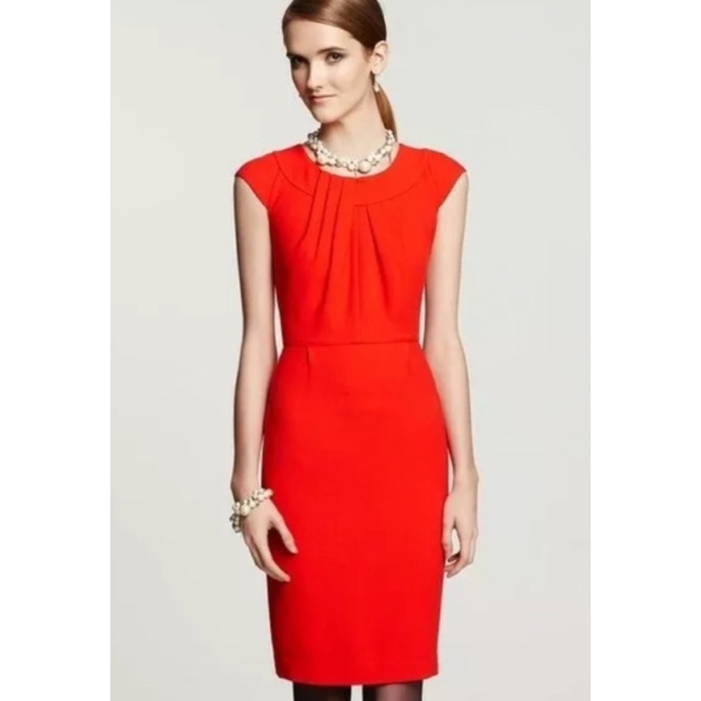 Kate Spade Raya Red Pleated Sheath Dress Size 8